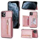 For iPhone 11 Pro Max Zipper Card Holder Phone Case (Rose Gold) - 1