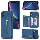 For iPhone XR Zipper Card Holder Phone Case(Blue) - 1