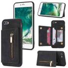 For iPhone SE 2022 / SE 2020 / 8 / 7 Zipper Card Holder Phone Case(Black) - 1