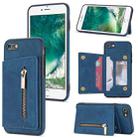 For iPhone SE 2022 / SE 2020 / 8 / 7 Zipper Card Holder Phone Case(Blue) - 1