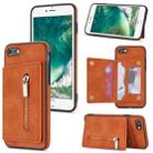 For iPhone SE 2022 / SE 2020 / 8 / 7 Zipper Card Holder Phone Case(Brown) - 1