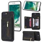 Zipper Card Holder Phone Case For iPhone 8 Plus / 7 Plus(Black) - 1