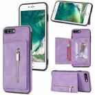 Zipper Card Holder Phone Case For iPhone 8 Plus / 7 Plus(Purple) - 1