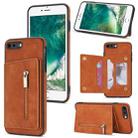 Zipper Card Holder Phone Case For iPhone 8 Plus / 7 Plus(Brown) - 1