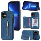 For iPhone 12 mini Zipper Card Holder Phone Case (Blue) - 1