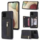 For Samsung Galaxy A12 5G Zipper Card Holder Phone Case(Black) - 1