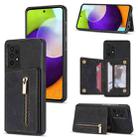 For Samsung Galaxy A52 / A52s Zipper Card Holder Phone Case(Black) - 1