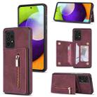 For Samsung Galaxy A52 / A52s Zipper Card Holder Phone Case(Wine Red) - 1