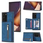 For Samsung Galaxy Note20 Zipper Card Holder Phone Case(Blue) - 1