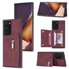 For Samsung Galaxy Note20 Zipper Card Holder Phone Case(Wine Red) - 1