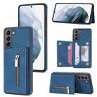 For Samsung Galaxy S21+ 5G Zipper Card Holder Phone Case(Blue) - 1