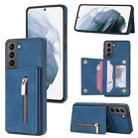 For Samsung Galaxy S22+ 5G Zipper Card Holder Phone Case(Blue) - 1