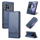 For vivo X80 Pro AZNS Magnetic Calf Texture Leather Phone Case(Dark Blue) - 1