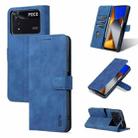 For Xiaomi Poco M4 Pro 4G AZNS Skin Feel Calf Texture Flip Leather Phone Case(Blue) - 1