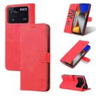 For Xiaomi Poco M4 Pro 4G AZNS Skin Feel Calf Texture Flip Leather Phone Case(Red) - 1