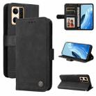 For OPPO Reno7 4G / F21 Pro 4G Skin Feel Life Tree Metal Button Leather Phone Case(Black) - 1