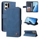 For OPPO Reno7 4G / F21 Pro 4G Skin Feel Life Tree Metal Button Leather Phone Case(Blue) - 1
