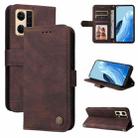 For OPPO Reno7 4G / F21 Pro 4G Skin Feel Life Tree Metal Button Leather Phone Case(Brown) - 1