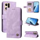 For OPPO Reno7 4G / F21 Pro 4G Skin Feel Life Tree Metal Button Leather Phone Case(Purple) - 1