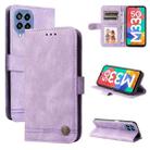 For Samsung Galaxy M33 5G Global Skin Feel Life Tree Metal Button Leather Phone Case(Purple) - 1