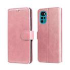 For Motorola Moto G22 Classic Calf Texture Flip Leather Phone Case(Rose Gold) - 1