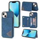 For iPhone 13 Line Card Holder Phone Case(Blue) - 1