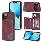 For iPhone 13 Pro Line Card Holder Phone Case (Wine Red) - 1