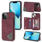 For iPhone 13 Pro Max Line Card Holder Phone Case (Wine Red) - 1