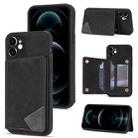 For iPhone 12 mini Line Card Holder Phone Case (Black) - 1