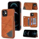 For iPhone 12 Line Card Holder Phone Case(Brown) - 1