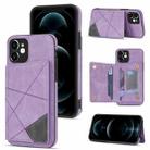 For iPhone 12 Line Card Holder Phone Case(Purple) - 1