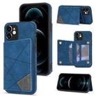 For iPhone 12 Line Card Holder Phone Case(Blue) - 1