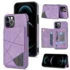 For iPhone 12 Pro Line Card Holder Phone Case(Purple) - 1