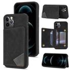 For iPhone 12 Pro Line Card Holder Phone Case(Black) - 1