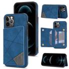 For iPhone 12 Pro Line Card Holder Phone Case(Blue) - 1