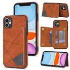 For iPhone 11 Line Card Holder Phone Case (Brown) - 1