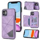 For iPhone 11 Line Card Holder Phone Case (Purple) - 1