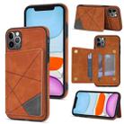 For iPhone 11 Pro Line Card Holder Phone Case (Brown) - 1