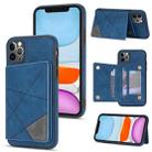 For iPhone 11 Pro Line Card Holder Phone Case (Blue) - 1