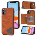For iPhone 11 Pro Max Line Card Holder Phone Case (Brown) - 1
