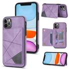 For iPhone 11 Pro Max Line Card Holder Phone Case (Purple) - 1