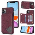 For iPhone 11 Pro Max Line Card Holder Phone Case (Wine Red) - 1