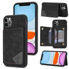For iPhone 11 Pro Max Line Card Holder Phone Case (Black) - 1