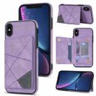 For iPhone X / XS Line Card Holder Phone Case(Purple) - 1