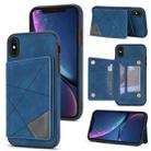 For iPhone X / XS Line Card Holder Phone Case(Blue) - 1