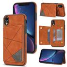 For iPhone XR Line Card Holder Phone Case(Brown) - 1