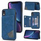 For iPhone XR Line Card Holder Phone Case(Blue) - 1