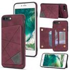 Line Card Holder Phone Case For iPhone 8 Plus / 7 Plus(Wine Red) - 1