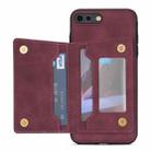 Line Card Holder Phone Case For iPhone 8 Plus / 7 Plus(Wine Red) - 4