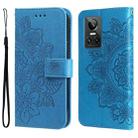 For OPPO Realme GT Neo3 7-petal Flowers Embossing Pattern Leather Phone Case(Blue) - 1